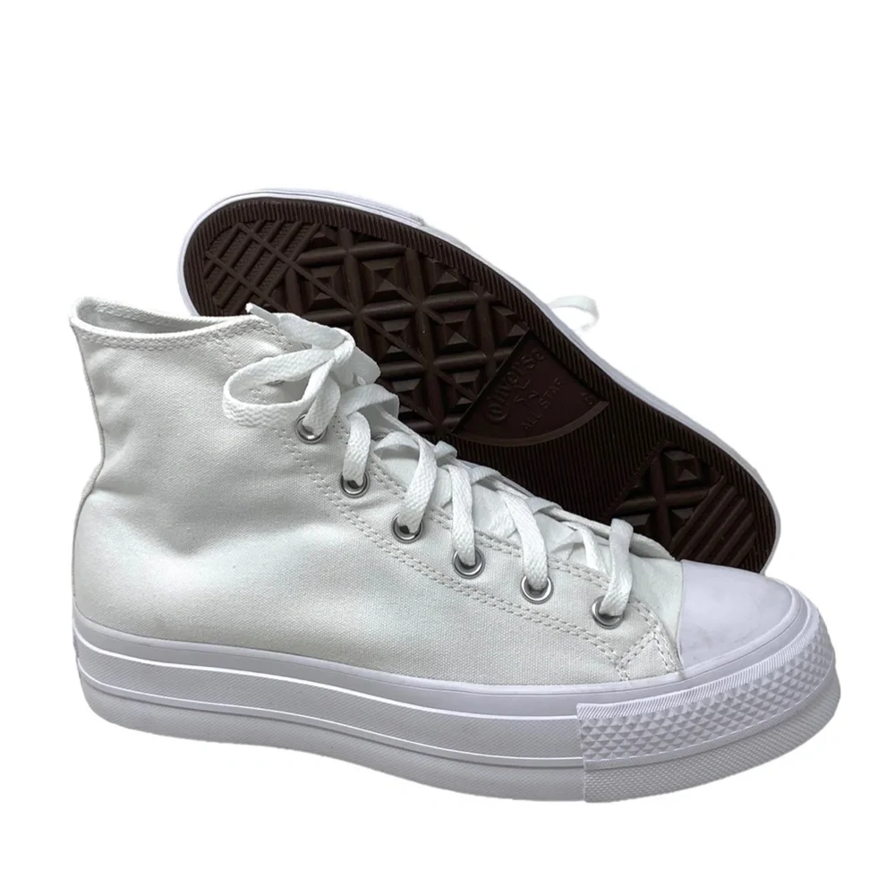 Converse Ctas Lift Platform White For Women Canvas Shoes High Custom 173149CWWWW - Picture 5 of 8